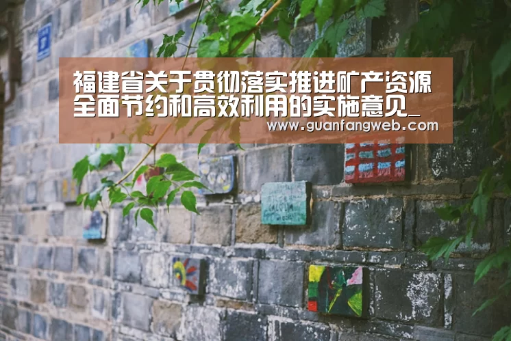 福建省关于贯彻落实推进矿产资源全面节约和高效利用的实施意见_政策法规_新闻_矿道网‘AG服务’(图1) AG服务